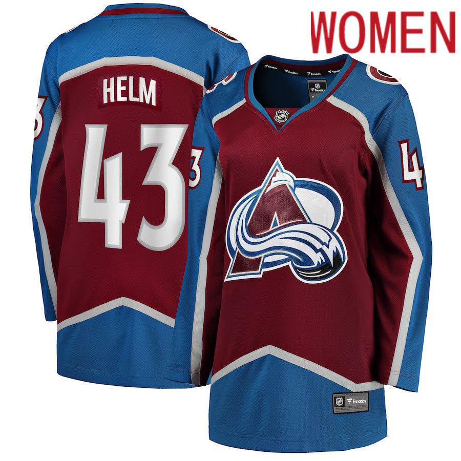 Women Colorado Avalanche 43 Darren Helm Fanatics Branded Burgundy Home Breakaway Player NHL Jersey